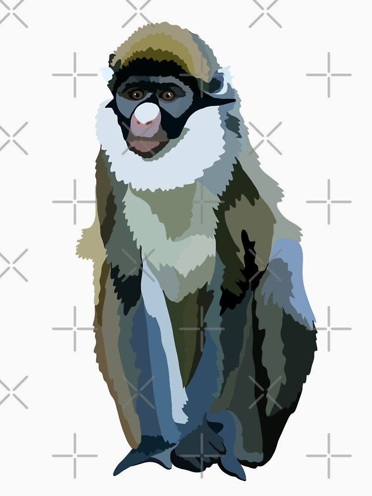 L is for Lesser Spotted Nosed Guenon,Guenon Monkey Illustration – Vibrant Primate Art for Wildlife and Nature Lovers by PrettylittlepastelUk