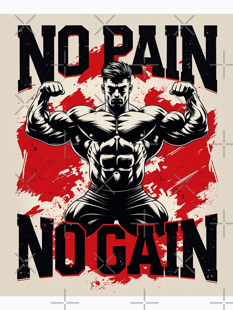 No Pain No Gain HD Sticker – Hardcore New Year Gym Motivation Lifter Design| Bodybuilder & Lifter Workout Shirt | 2026 new year resolution motivation by MillionaireGenZ ⭐⭐⭐⭐⭐ (5.0)