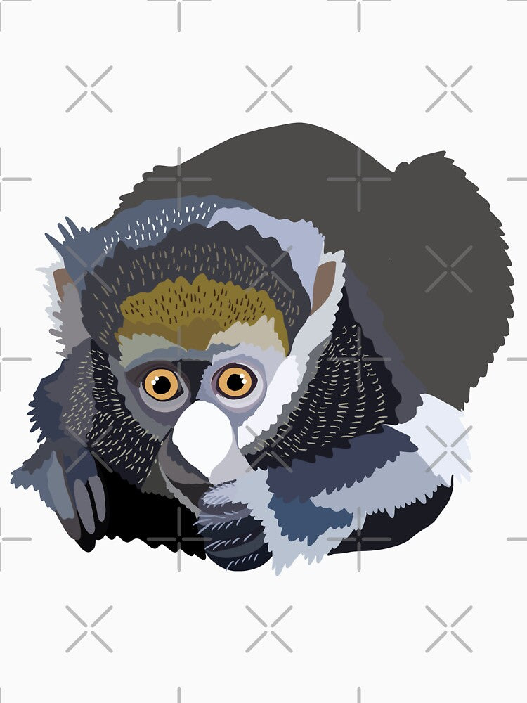 G is for Greater Spot Nosed Monkey,Greater Spot-Nosed Monkey Illustration – Detailed Primate Art for Wildlife and Nature Lovers by PrettylittlepastelUk