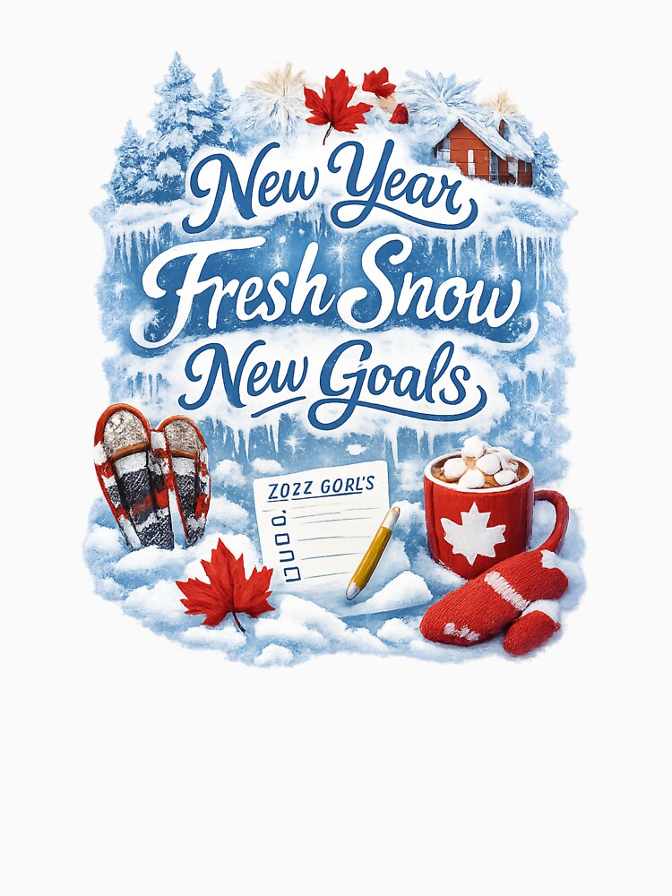New Year, Fresh Snow, New Goals – Canadian Winter Maple Leaf Design by mocci10