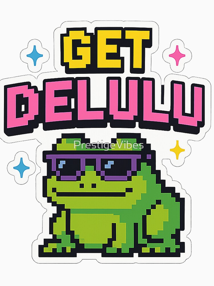 Get Delulu – Funny Pixel Frog Meme Sticker by PrestigeVibes