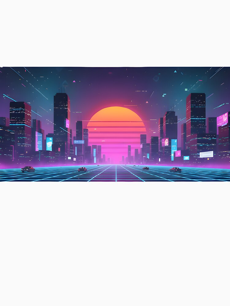 Neon Cyberpunk Cityscape Retro Sunset by ShadowArt-Sahil