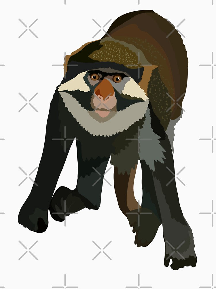 R is for Red Eared Guenon,Guenon Monkey Illustration – Vibrant Primate Art for Wildlife and Nature Lovers by PrettylittlepastelUk