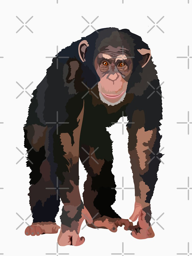 C is for Chimp,Chimpanzee Artwork – Detailed Chimp Illustration and Wildlife Design by PrettylittlepastelUk