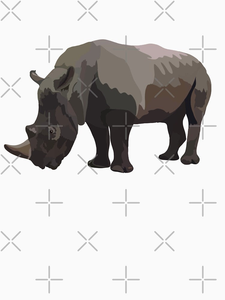 W is for White Rhino , White Rhinoceros – African Rhino Wildlife Art by PrettylittlepastelUk