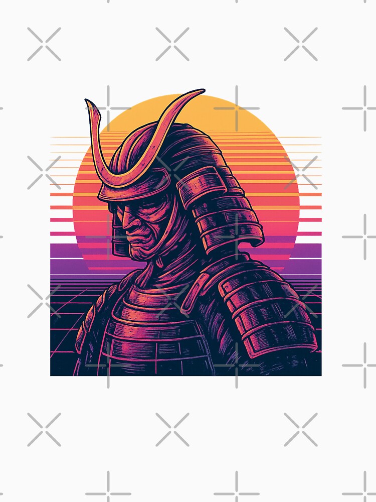 Vaporwave Samurai Sunset T-Shirt (Retrowave) by amrani20