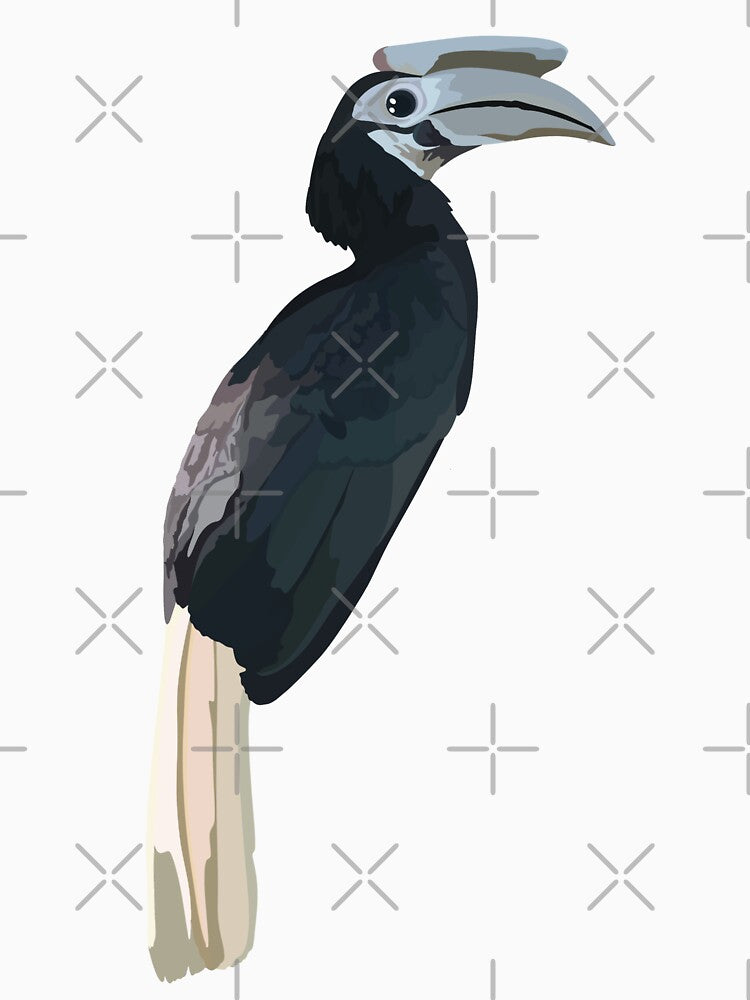 P is for Palawan Hornbill,Palawan Hornbill Illustration – Stunning Exotic Bird Art for Wildlife and Nature Lovers by PrettylittlepastelUk