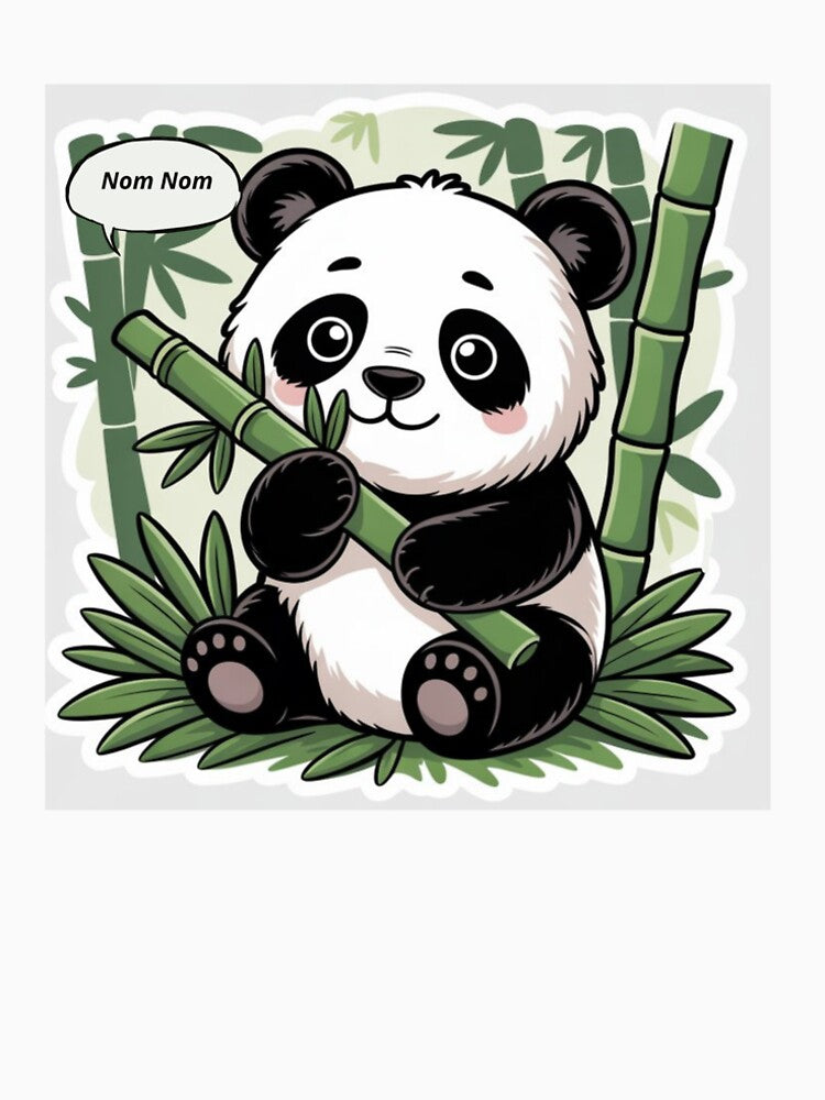 Nom Nom Panda Eating Bamboo Sticker | Cute Kawaii Panda Sticker by ArtoraGallery