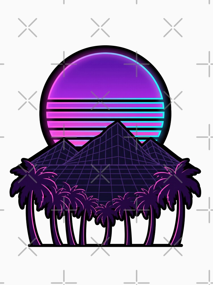 Retro Synthwave Neon Sunset and Palm Trees by CurioStick