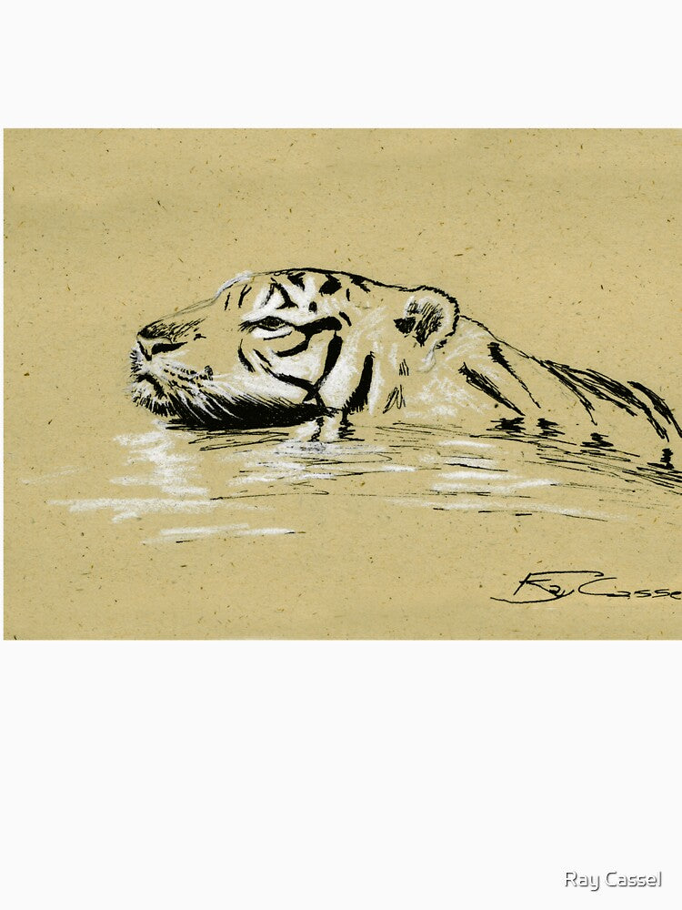Swimming Tiger Sketch by Ray Cassel