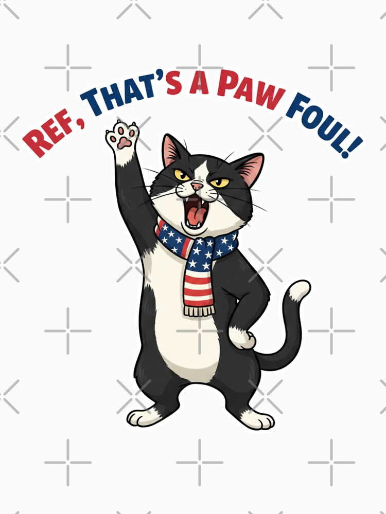 Ref, That's a Paw Fo ul! — Funny Tuxedo Cat Football Design RED by catastrocat