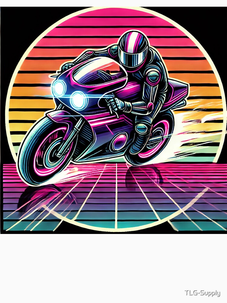 Synthwave Neon Motorcycle | Retro Futuristic Vaporwave Rider Art – 80s Aesthetic Vector T-Shirt Design by TLG-Supply