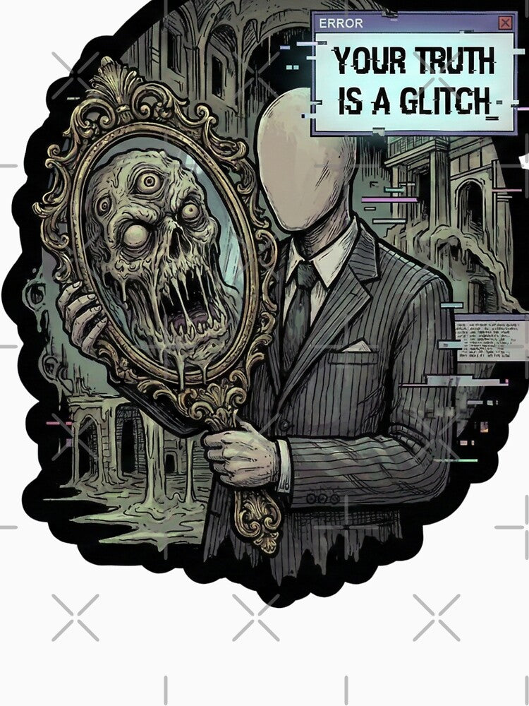 Your Truth is a Glitch – Dark Surreal Mirror Horror T-Shirt by MiracleDroplet