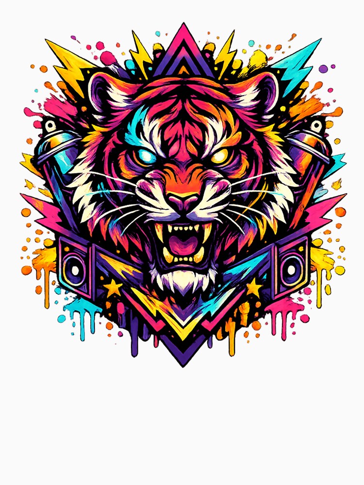 Neon Tiger Street Art Design – Futuristic Graffiti Tiger Graphic for T-Shirts, Hoodies, Phone Cases & Streetwear by Jatin verse
