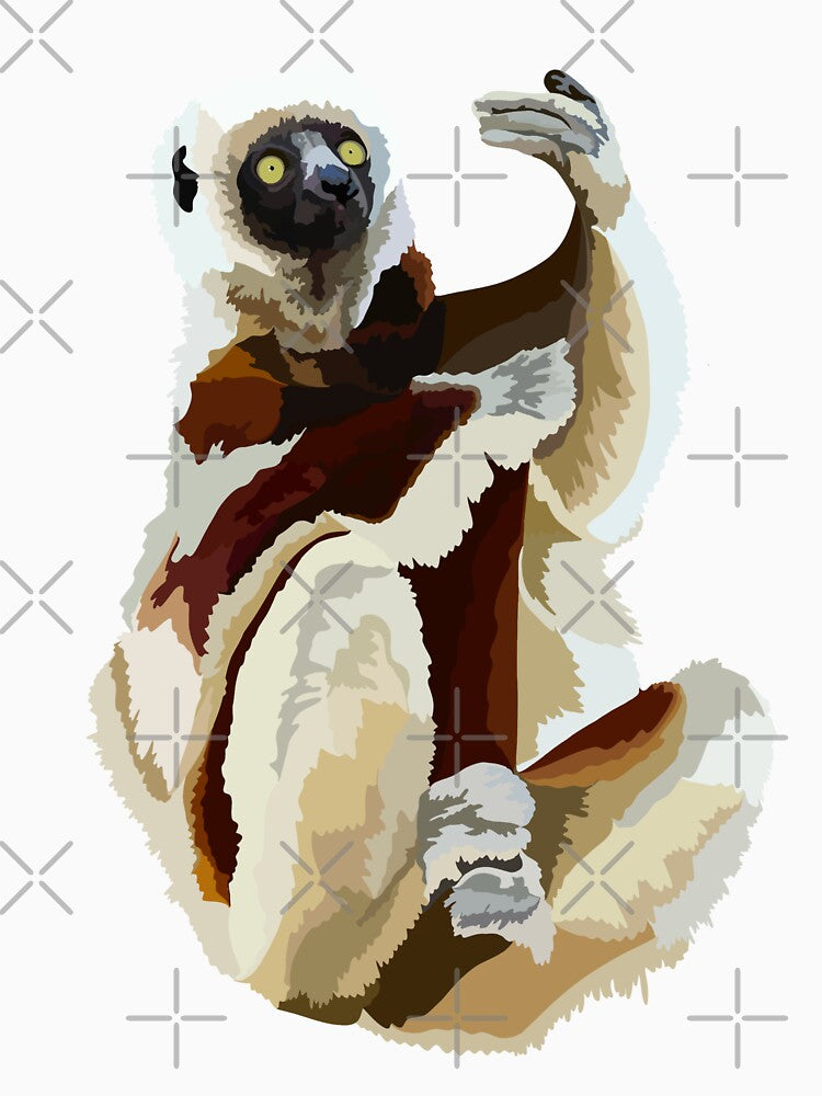 S is for Sifaka Lemur,Sifaka Lemur Illustration – Primate Art for Wildlife and Nature Lovers by PrettylittlepastelUk