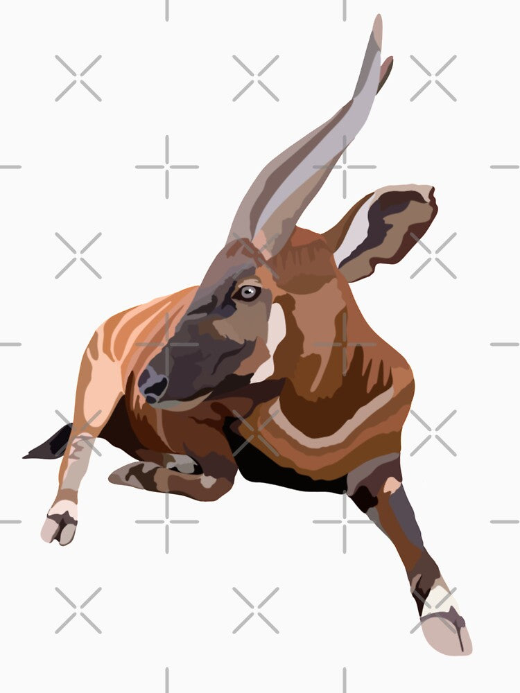 B is for Bongo , Bongo – Striking Forest Antelope of Africa Wildlife Illustration by PrettylittlepastelUk