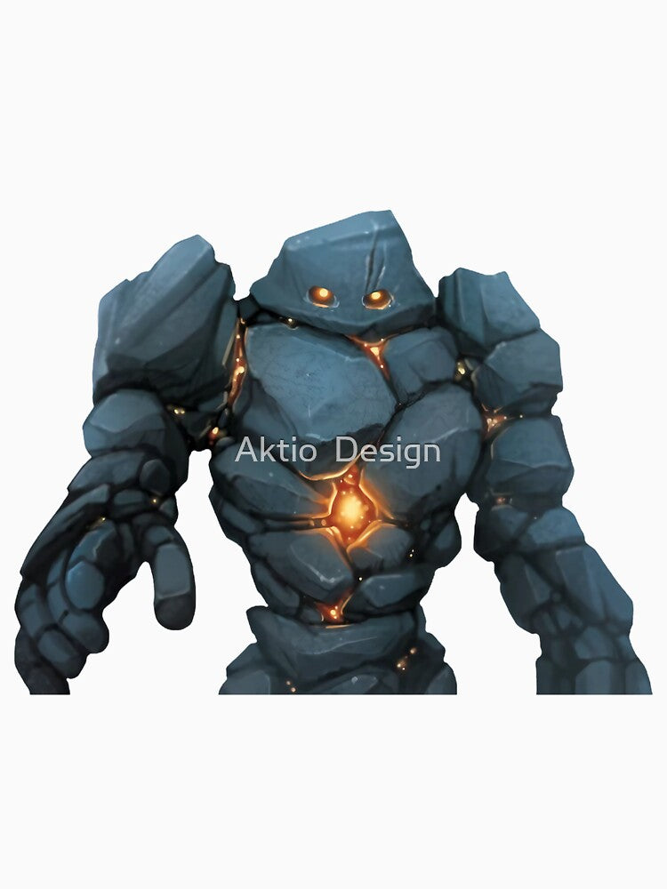 A mighty stone golem with a glowing heart by Aktio  Design