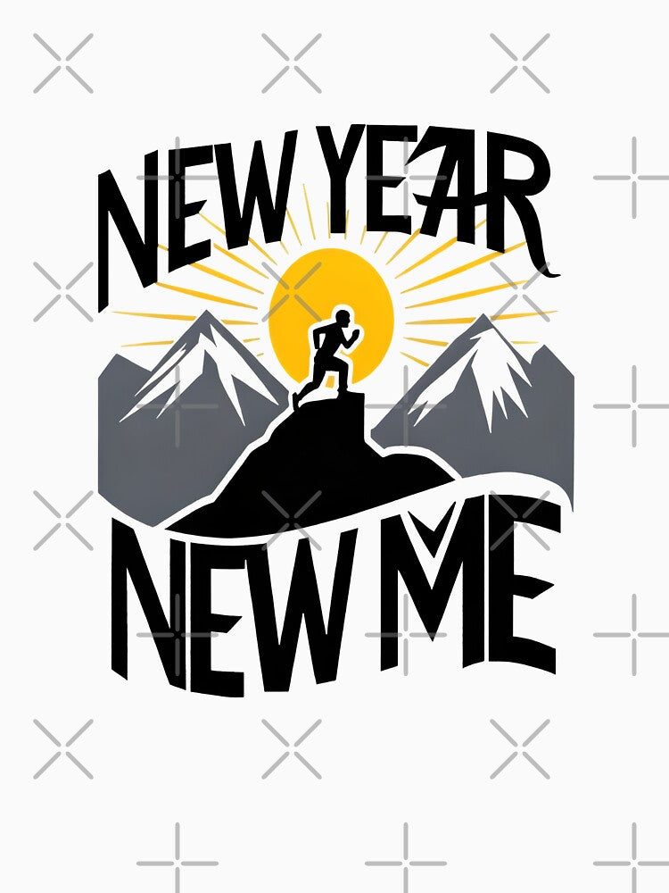 New Year New Me Motivational Mountain Graphic New Years Shirt by cirereyes