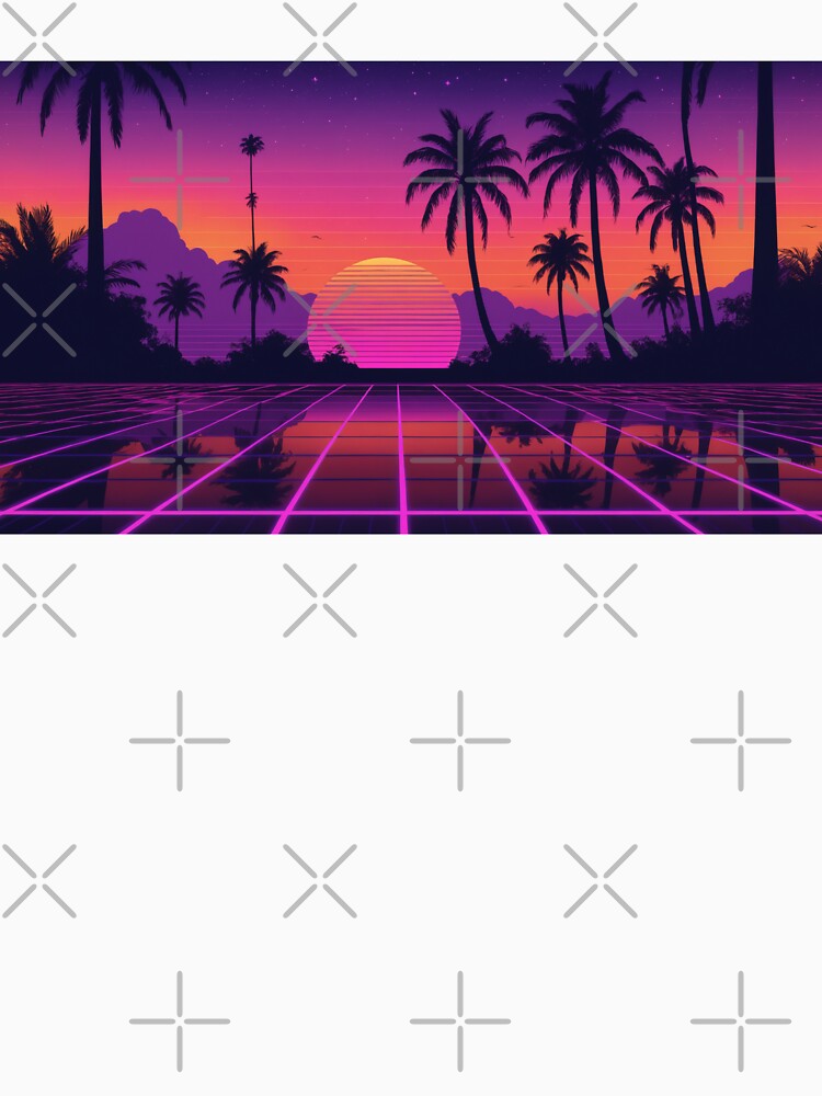 Vaporwave Sunset: Neon Hues, Retro Grid, and Silhouetted Palm Trees by subhamkapoor