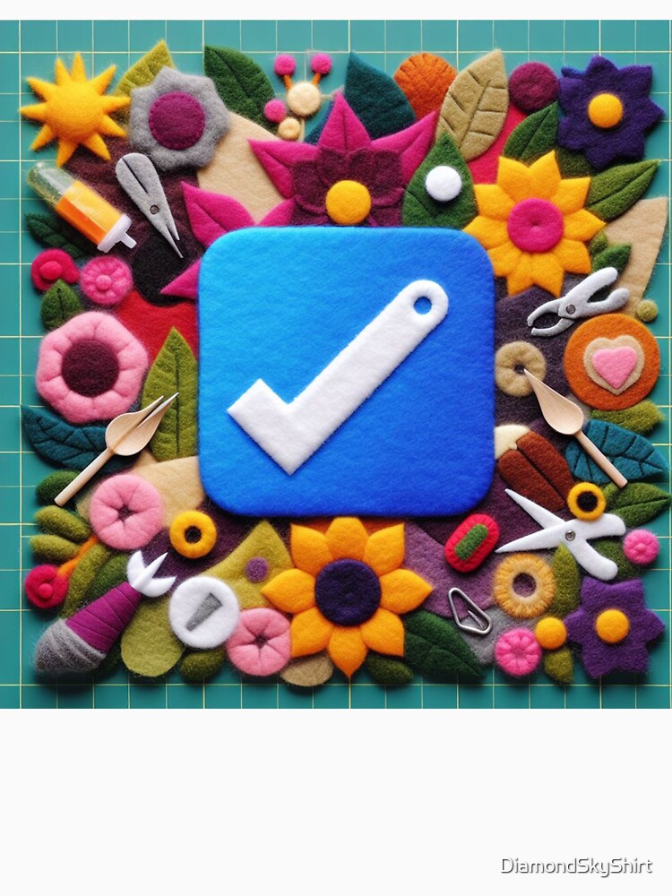 Handmade Verified Badge – Felt Craft Checkmark Art | Cute Blue Approval Icon Aesthetic by DiamondSkyShirt