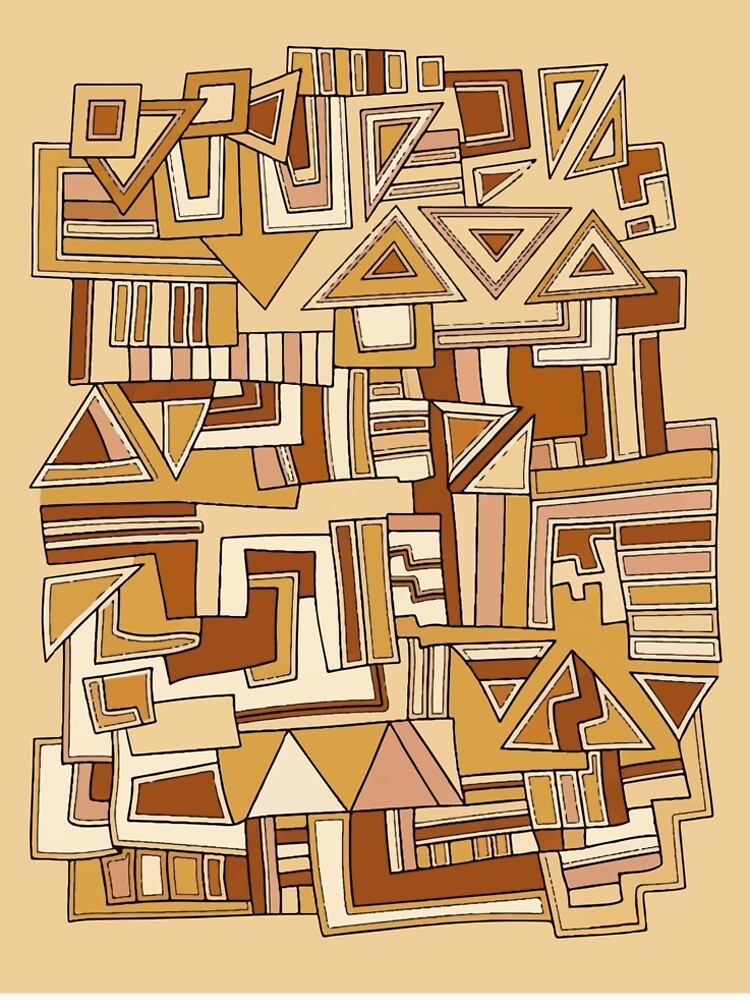 Desert Echoes: Hand-Drawn Geometric Golden Abstraction by Alimehab | Graphic tees | Design & Art