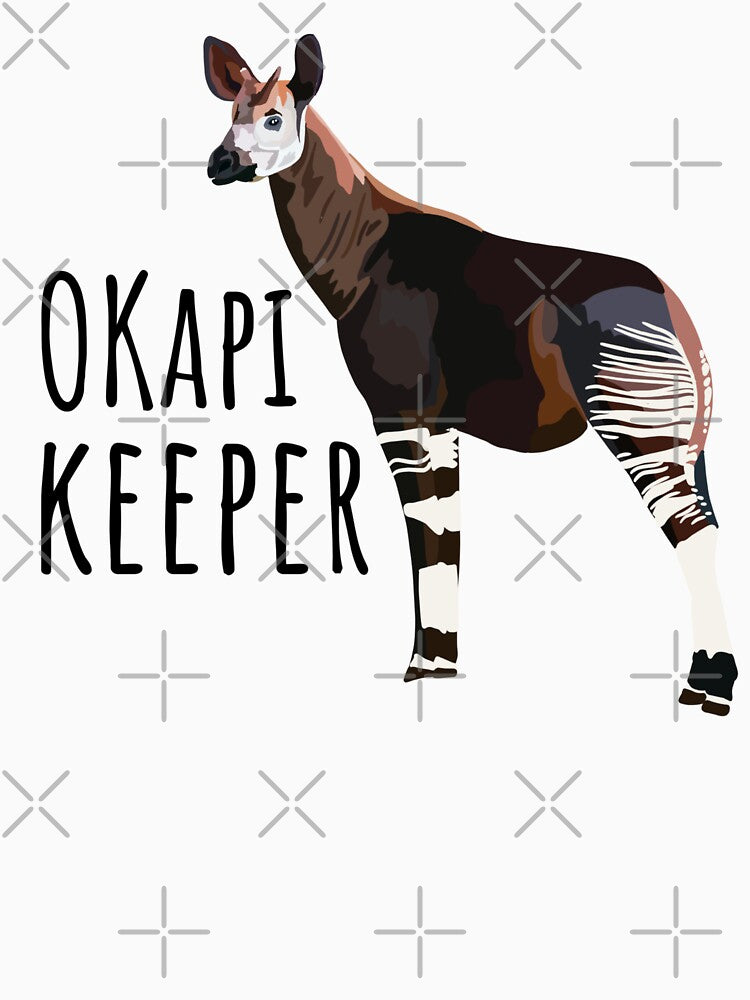O is for Okapi Keeper,Okapi Keeper Design – Dedicated Care and Conservation of Rare Forest Ungulates Artwork by PrettylittlepastelUk