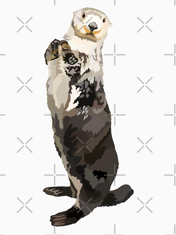 S is for Sea Otter, Sea Otter Artwork – Playful Marine Mammal Illustration and Coastal Wildlife Design by PrettylittlepastelUk