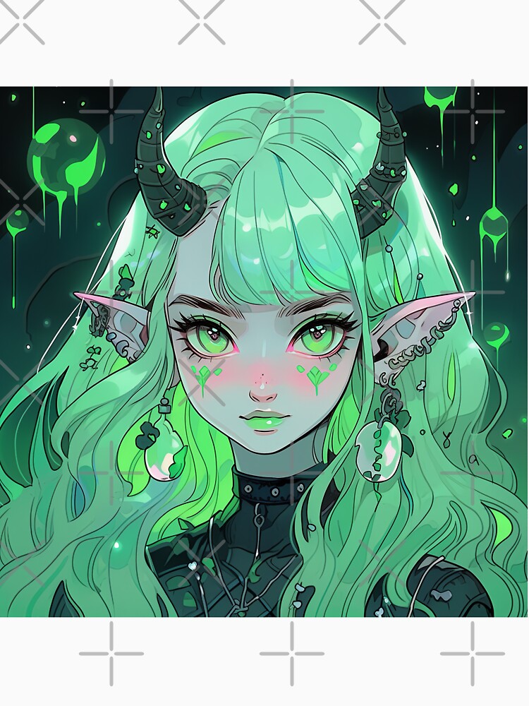 Beautiful Green Ethereal Elf Anime Girl by bubblegoth