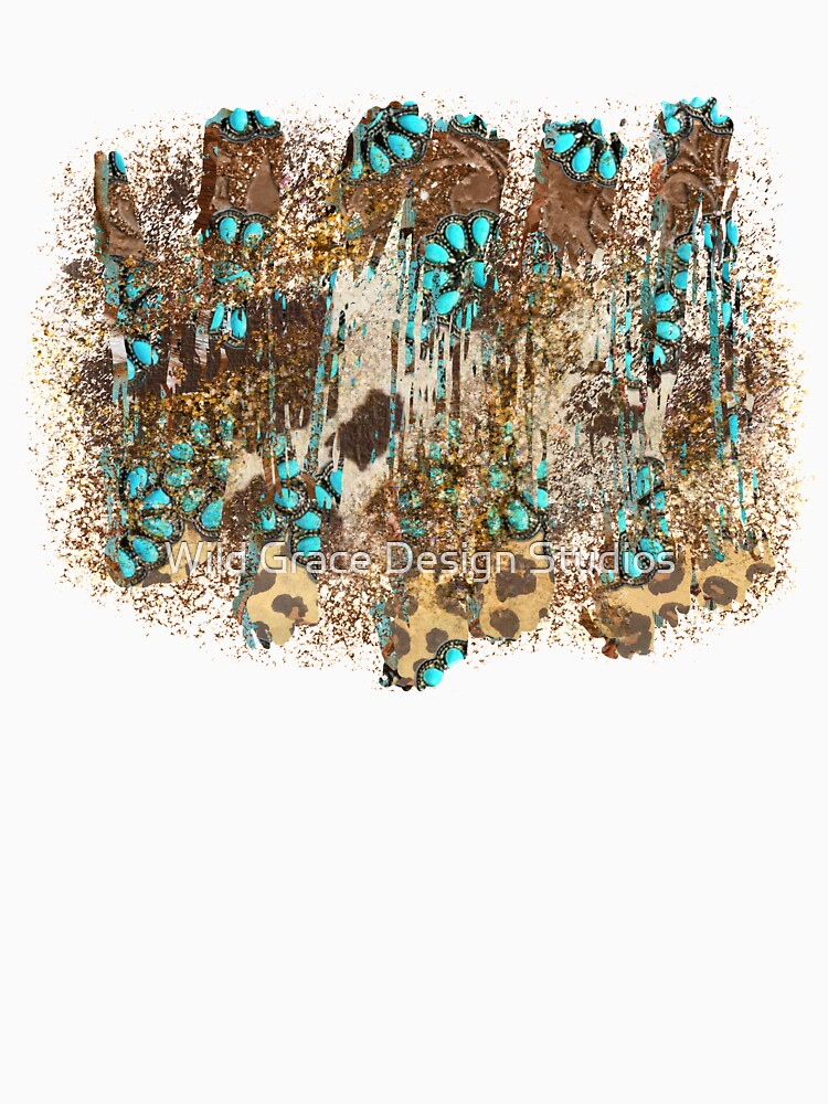 Western Grunge Junky Design with cowhide, leopard and turquoise by Wild Grace Design Studios