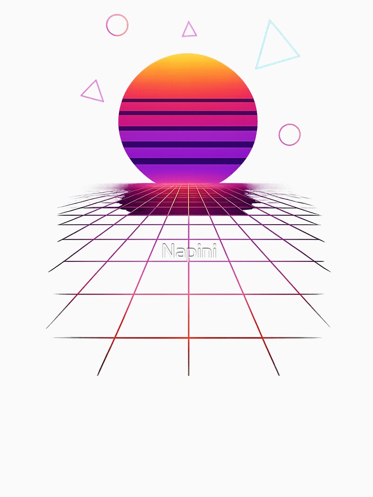 Neon Grid Sunset by Napini