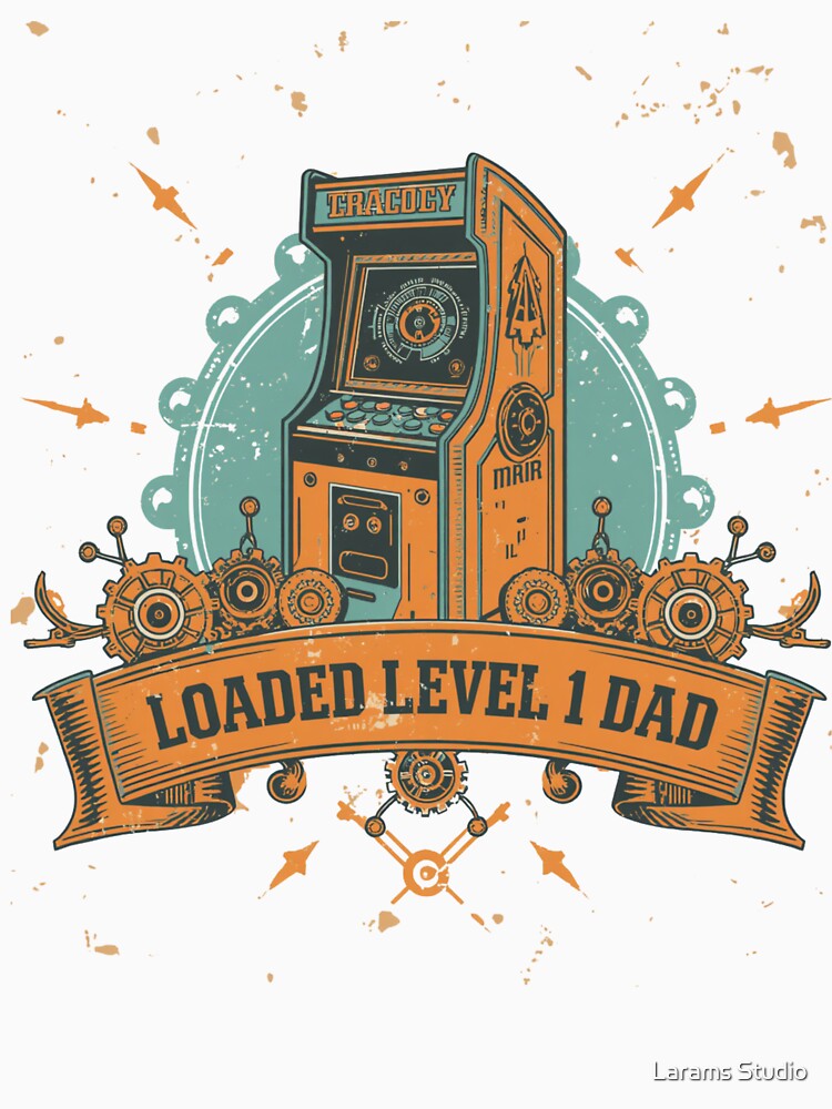 Level 1 Dad Retro Arcade Gamer Vintage by Larams Studio