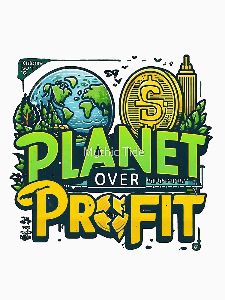 Save The Planet Shirt – Planet Over Profit Environmental Protest Slogan Tee by Mythic Tide