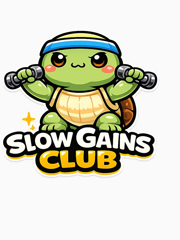 Slow Gains Club – Cute Kawaii Turtle Gym Sticker by les 3 cerises store