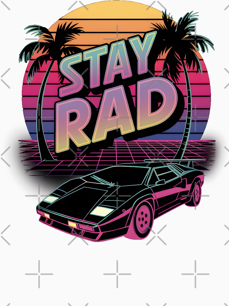 Stay Rad – 80s Retro Synthwave Neon Sunset & Sports Car by EpochFusion