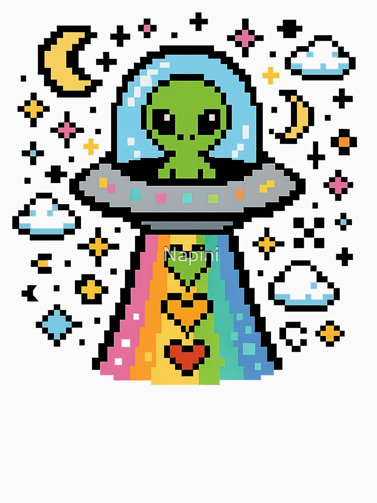 Kawaii Alien Pixel UFO Y2K Design by Napini