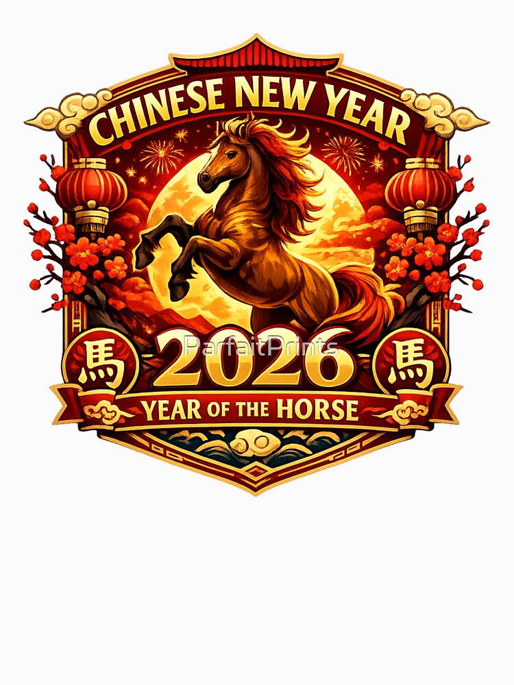 Chinese New Year 2026 – Year of the Horse Lucky Lunar New Year Logo by ParfaitPrints