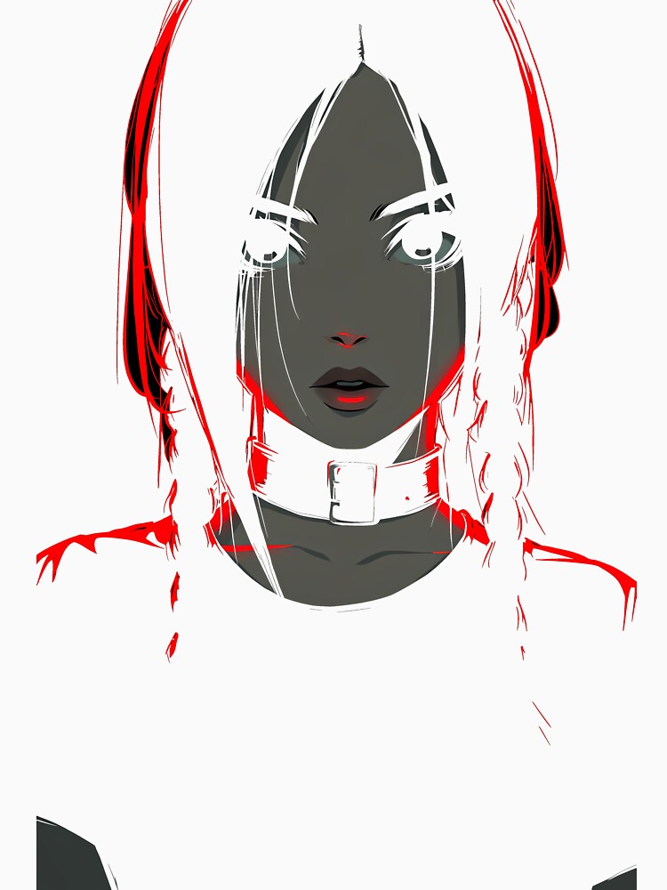 Red Neon Gothic Girl – Minimal Dark Anime Portrait by NeonHorizon Studio