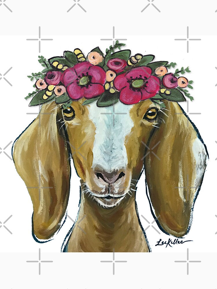 Goat with Flower Crown Art by leekellerart