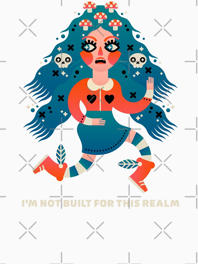 Not Built for This Realm – Surreal Weirdcore Mushroom Skull Girl by musingtreeart