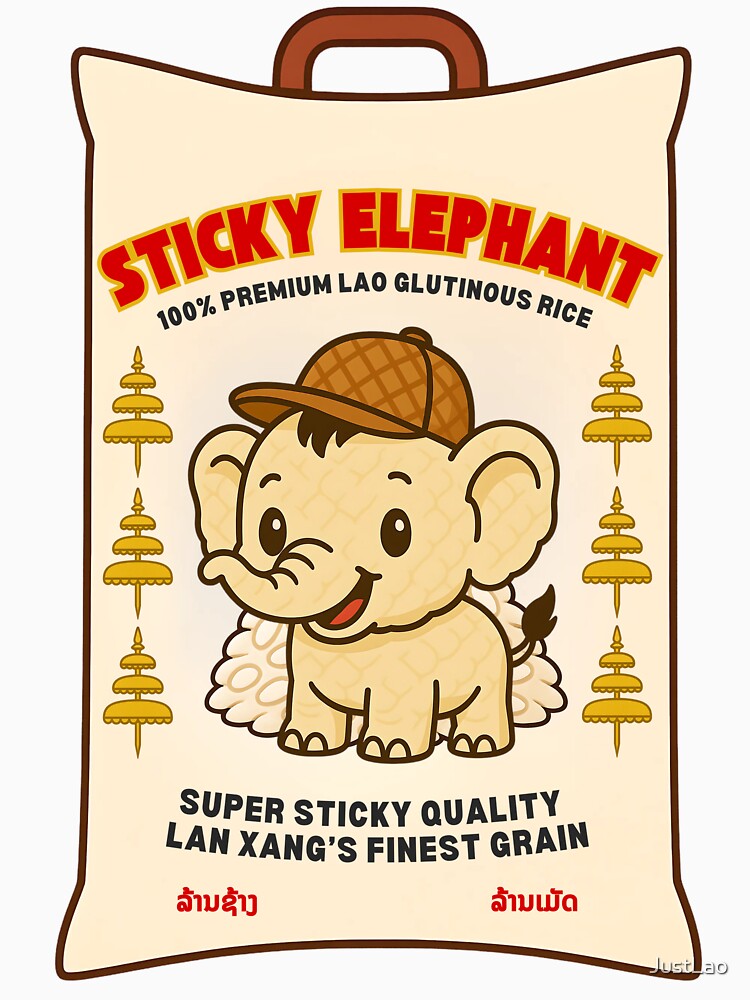 Sticky Elephant: Lao Glutinous Rice Mascot Art by JustLao