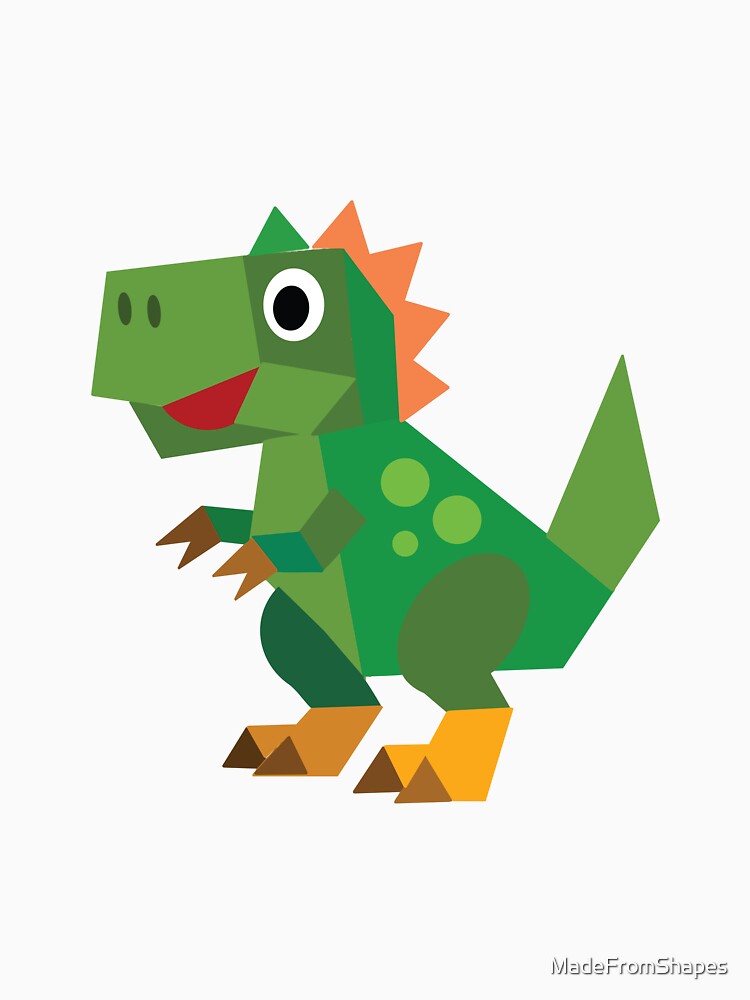 Geometric T-Rex Dinosaur Made from Shapes for Kids by MadeFromShapes