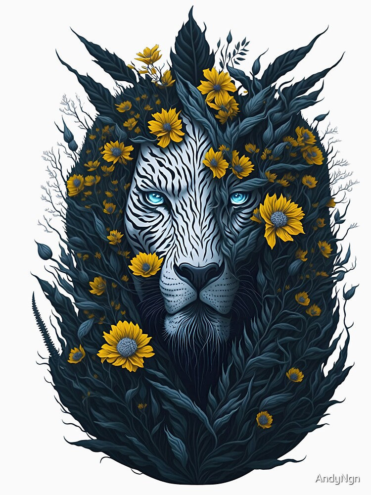 Roaring King of the Savanna - Lion Head with Zebra Pattern Digital Art by AndyNgn