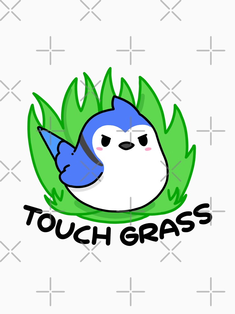 Touch Grass Blue Jay by Freckled Frog Studio