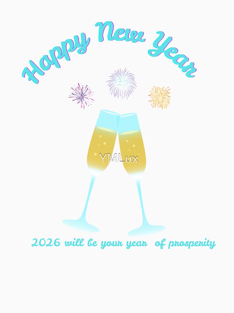 Happy New Year 2026 Prosperity Design | Festive Champagne Fireworks Graphic | New Year's Resolution Goal Setter Gift by YMLux
