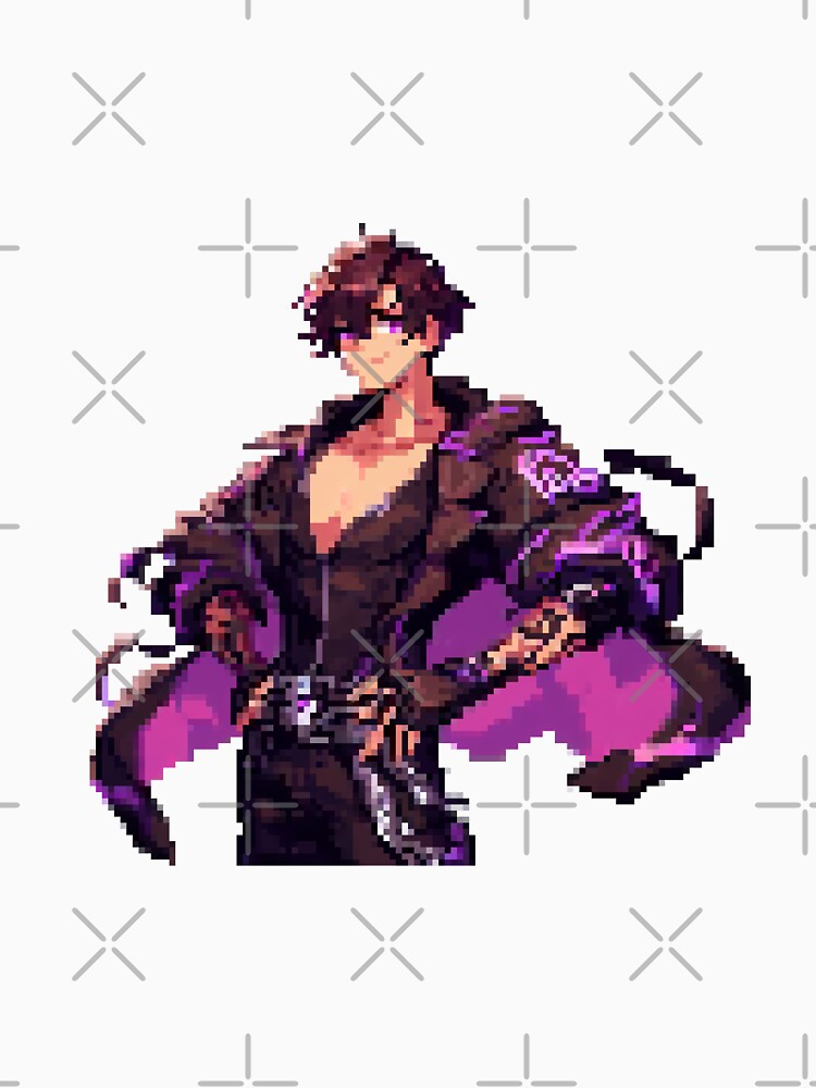 Cyberpunk anime boy pixel art retro by StarsignStation