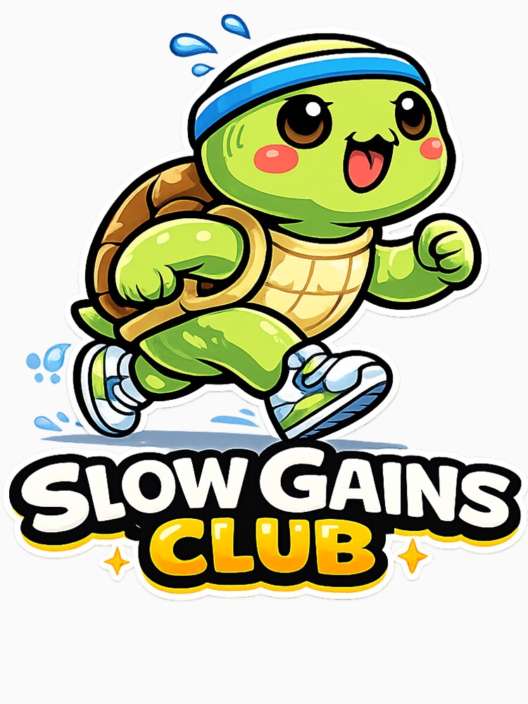 Slow Gains Club – Cute Kawaii Running Turtle Gym Sticker by les 3 cerises store