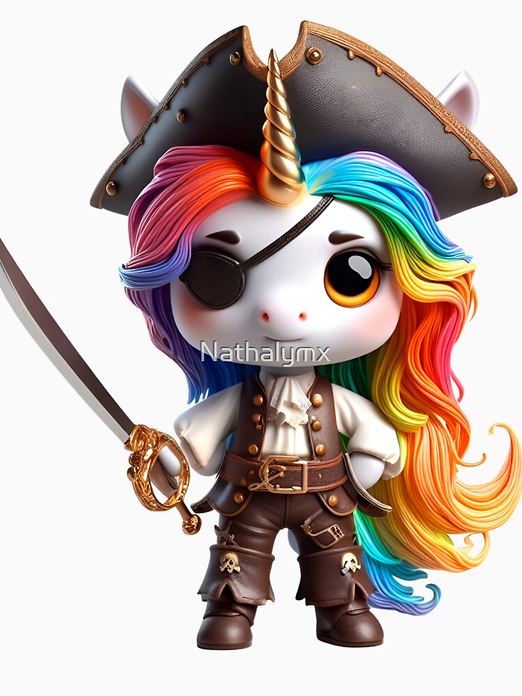 Cute Rainbow Unicorn Pirate with Sword by Nathalymx