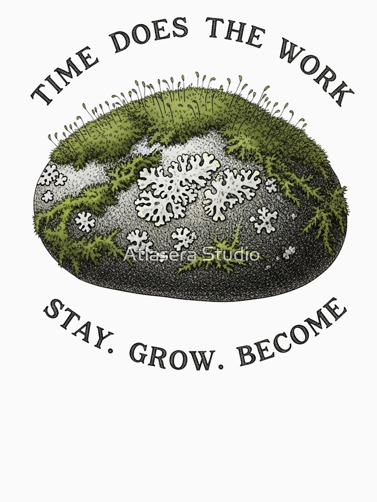 Mossy Forest Rock - Goblincore Nature T-Shirt by Atlasera Studio