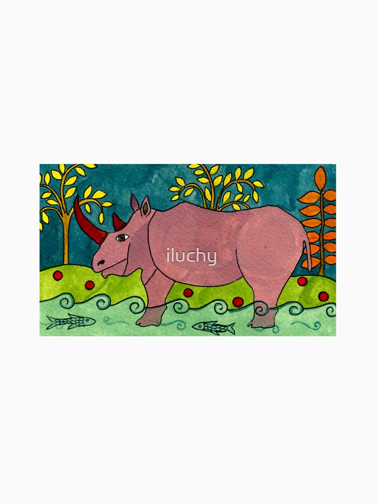 Gentle Rhino by a River by iluchy