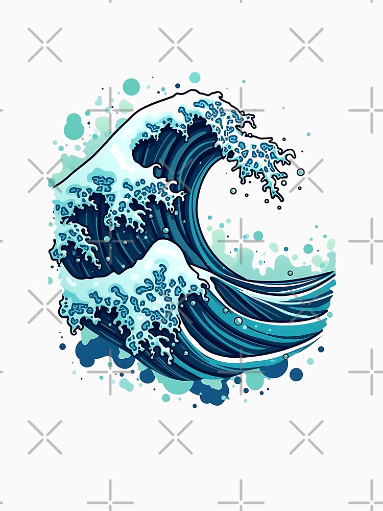 Abstract Wave Made of Recycled Plastic in Shades of Blue, Green, and White by VibeTCreations